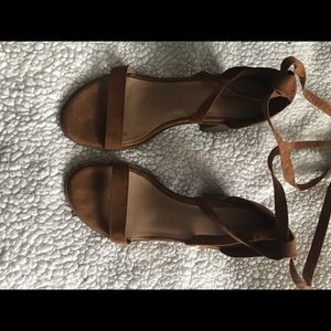 Merona Brown Suede Lace-Up Block Heels